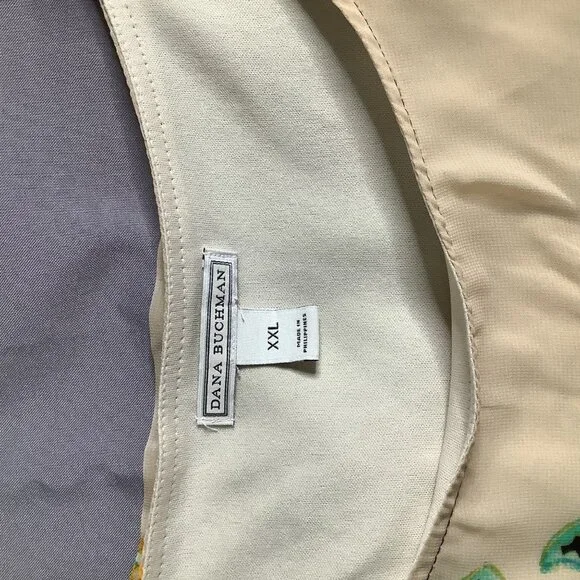 Dana Buchman Paisley Asymmetrical Top XXL Lightweight Chiffon Blouse Boho Plus - Picture 6 of 8